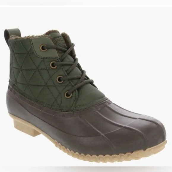 London Fog Shoes - London Fog Winley Women's Water-Resistant Olive Nylon / BRO Cognac Duck Size 9m